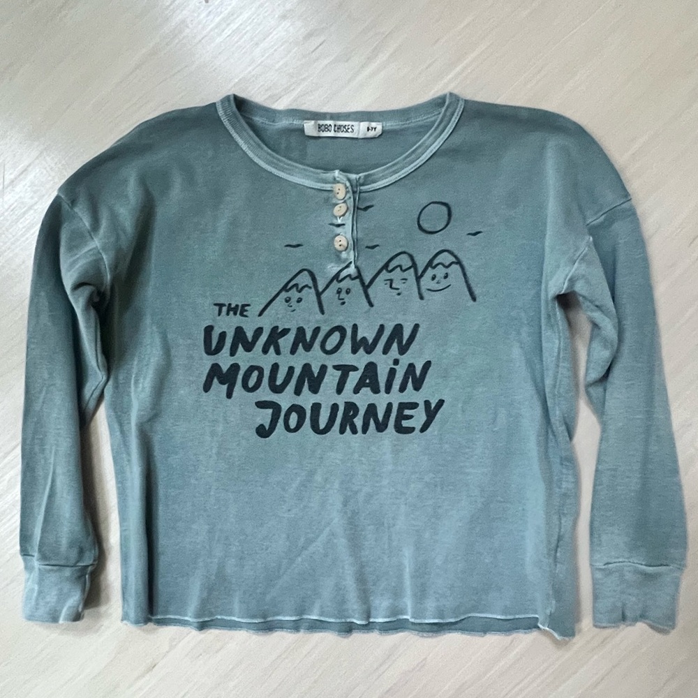 Kids Bobo Choses long sleeve henley shirt with print, size 6-7 years